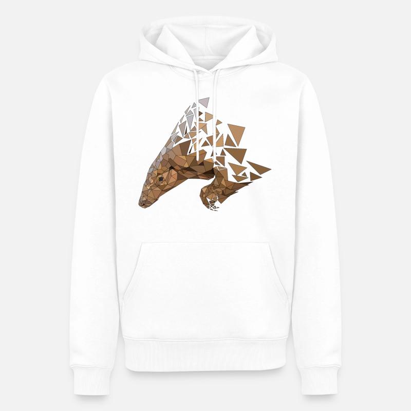 Pangolin | Low Poly - Sweat à capuche Premium bio Homme - blanc