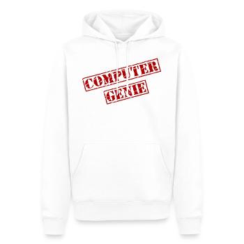 Stempel "Computergenie" - Männer Premium Bio Hoodie - Weiß - Vorne - Nico (187cm)
