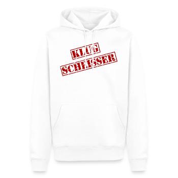 Stempel "Klugscheisser" - Männer Premium Bio Hoodie - Weiß - Vorne - Nico (187cm)