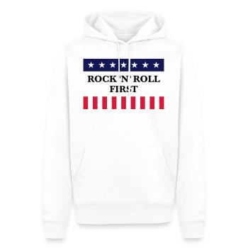 Rock 'n' Roll First (Music / USA / America) - Men’s Premium Organic Hoodie - white - Front - Nico (187cm)
