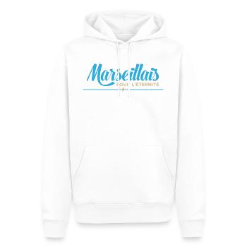 Marseillais pour l'éternité - Cadeau Supporter - Sweat à capuche Premium bio Homme - blanc - Devant - Nico (187cm)