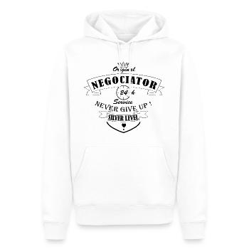 Verhandlungsführer: Der Verhandlungsführer - Männer Premium Bio Hoodie - Weiß - Vorne - Nico (187cm)