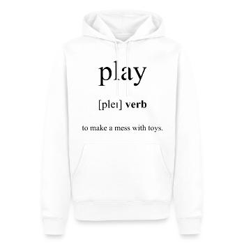 Play | spielen Definition Dictionary - Männer Premium Bio Hoodie - Weiß - Vorne - Nico (187cm)