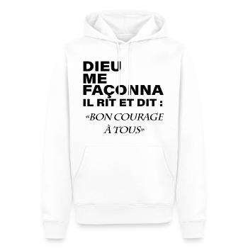 Citation Humour Divin Drôle Homme Femme - Sweat à capuche Premium bio Homme - blanc - Devant - Nico (187cm)