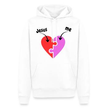 Jesus & me - Heart - Puzzle - christlich - Männer Premium Bio Hoodie - Weiß - Vorne - Nico (187cm)
