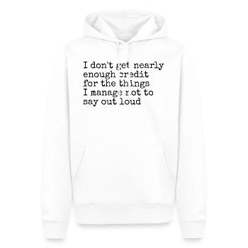 Humour Sarcasme Pensées Silencieuses - Sweat à capuche Premium bio Homme - blanc - Devant - Nico (187cm)