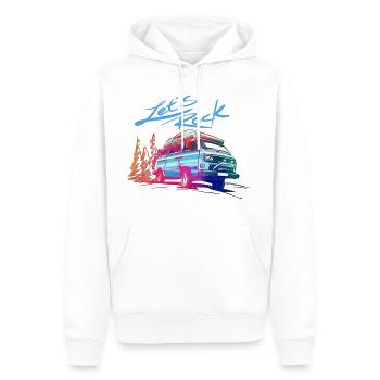 Volkswagen VW Bulli med Let's Rock-bogstaver - Herre Premium økologisk hoodie - hvid - Foran - Nico (187cm)