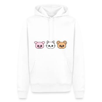 Cochon, chat et ours dans le style kawaii - Sweat à capuche Premium bio Homme - blanc - Devant - Nico (187cm)
