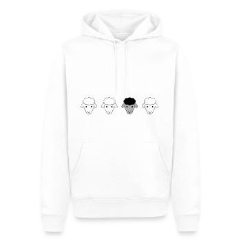 Vier Schafe in einer Reihe mit schwarzem Schaf - Männer Premium Bio Hoodie - Weiß - Vorne - Nico (187cm)