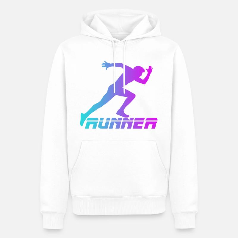 Runner - Sweat à capuche Premium bio Homme - blanc