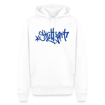 Stuttgart - Tag Grafitti Schriftzug BLAU - Männer Premium Bio Hoodie - Weiß - Vorne - Nico (187cm)