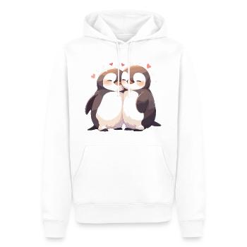 Pingouin Coeur Amour Mignon Câlin Pingouin Amour - Sweat à capuche Premium bio Homme - blanc - Devant - Nico (187cm)