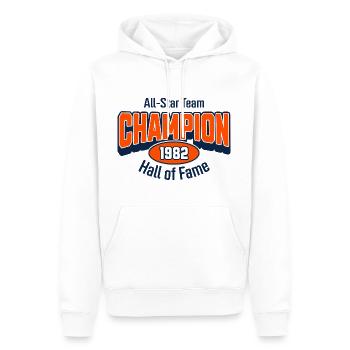 Champion 1982 – Cadeau d’anniversaire Style universitaire - Sweat à capuche Premium bio Homme - blanc - Devant - Nico (187cm)