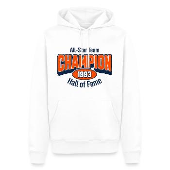 Champion 1993 – Cadeau d’anniversaire Style universitaire - Sweat à capuche Premium bio Homme - blanc - Devant - Nico (187cm)