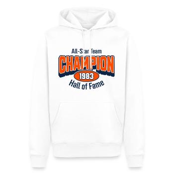 Champion 1983 – Cadeau d’anniversaire Style universitaire - Sweat à capuche Premium bio Homme - blanc - Devant - Nico (187cm)
