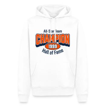 Champion 1999 – Cadeau d’anniversaire Style universitaire - Sweat à capuche Premium bio Homme - blanc - Devant - Nico (187cm)