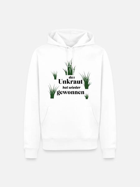 Unkraut - lustiger Spruch über Gartenarbeit/Garten - Männer Premium Bio Hoodie - Weiß