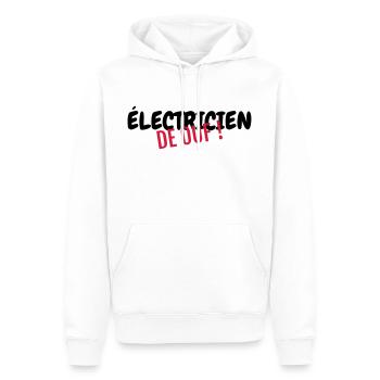 électricien / électricité / energie / bricolage - Sweat à capuche Premium bio Homme - blanc - Devant - Nico (187cm)