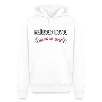 Soeur / Neveu / Nièce / Gendre / Frère / Papy / - Sweat à capuche Premium bio Homme - blanc - Devant - Nico (187cm)