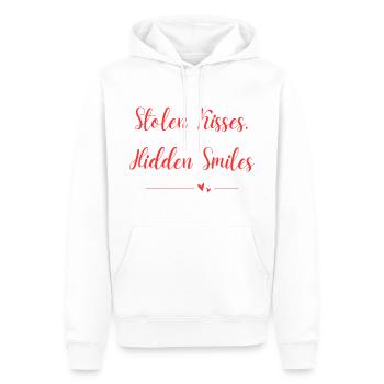 Stolen Kisses Hidden Smiles - Men’s Premium Organic Hoodie - white - Front - Nico (187cm)