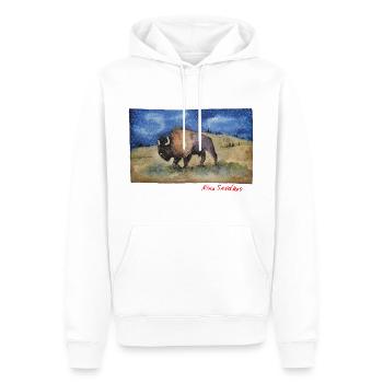 Bison - aquarelle - Sweat à capuche Premium bio Homme - blanc - Devant - Nico (187cm)