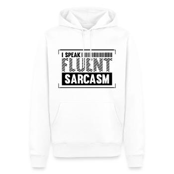 Je parle couramment le sarcasme - Drôle de dicton - Sweat à capuche Premium bio Homme - blanc - Devant - Nico (187cm)