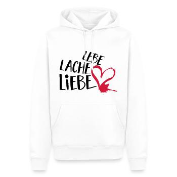 Lebe Lache Liebe | Valentinstag Geschenk - Männer Premium Bio Hoodie - Weiß - Vorne - Nico (187cm)
