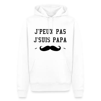 J'Peux Pas J'Suis Papa, Humour Cadeau Papa - Sweat à capuche Premium bio Homme - blanc - Devant - Nico (187cm)