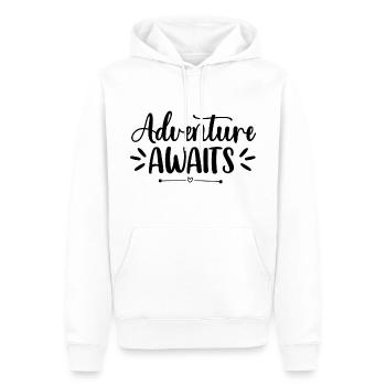 Adventure Awaits - Männer Premium Bio Hoodie - Weiß - Vorne - Nico (187cm)