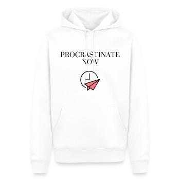 Procrastinate Now - Men’s Premium Organic Hoodie - white - Front - Nico (187cm)