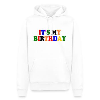 It's my birthday - Sweat à capuche Premium bio Homme - blanc - Devant - Nico (187cm)