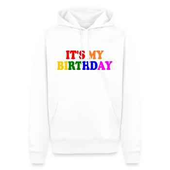 It's my birthday - Sweat à capuche Premium bio Homme - blanc - Devant - Nico (187cm)