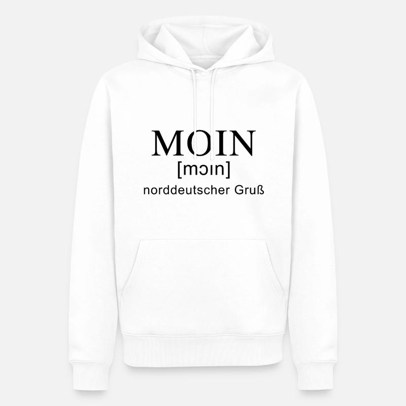 Moin Gruß mit Lautschrift - Männer Premium Bio Hoodie - Weiß