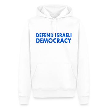 Defend israeli democracy - Männer Premium Bio Hoodie - Weiß - Vorne - Nico (187cm)