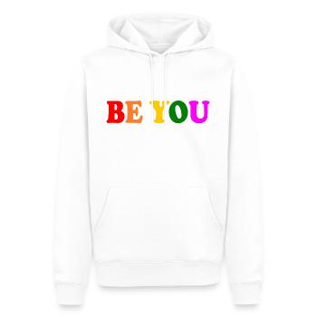 Be you - Männer Premium Bio Hoodie - Weiß - Vorne - Nico (187cm)