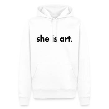 She is art - Männer Premium Bio Hoodie - Weiß - Vorne - Nico (187cm)