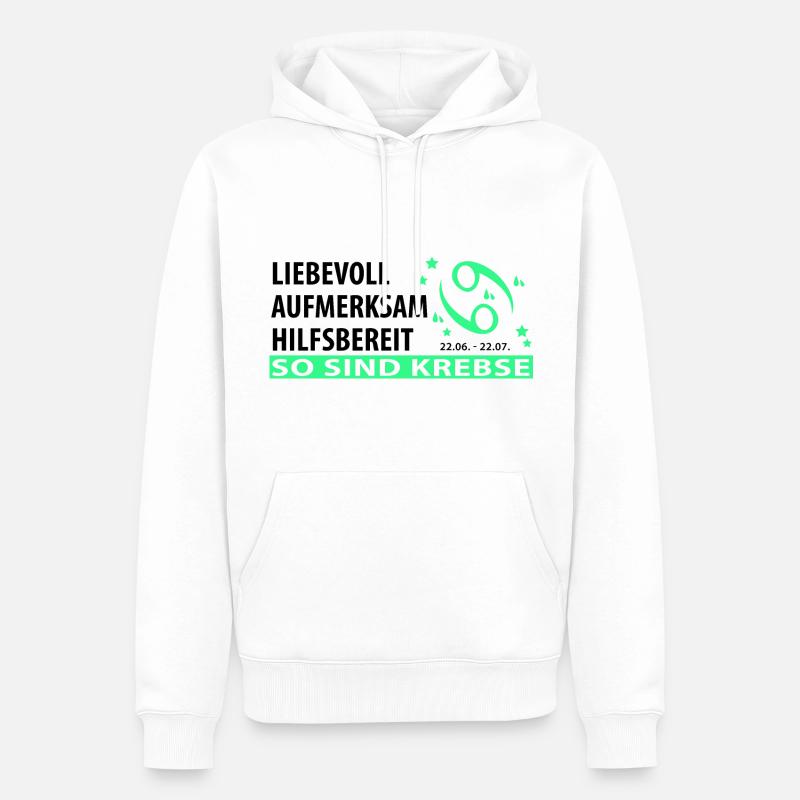 Sternzeichen Krebs - Eigenschaften - Männer Premium Bio Hoodie - Weiß