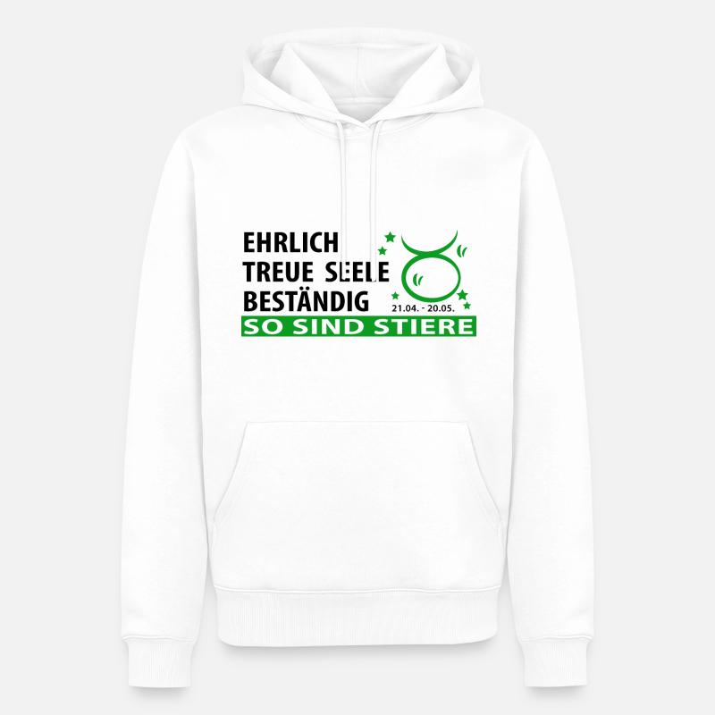 Sternzeichen Stier - Eigenschaften - Männer Premium Bio Hoodie - Weiß