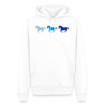 Trois chevaux au galop - Sweat à capuche Premium bio Homme - blanc - Devant - Nico (187cm)