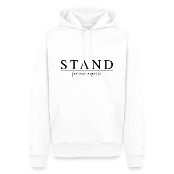Défendons nos droits - Sweat à capuche Premium bio Homme - blanc - Devant - Nico (187cm)
