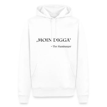 Moin Digga Hamburg Spruch - Männer Premium Bio Hoodie - Weiß - Vorne - Nico (187cm)