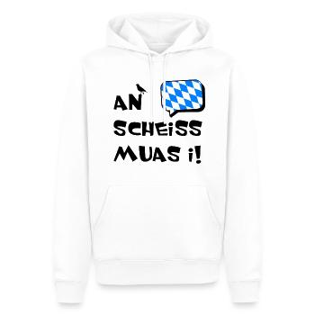 An scheiss muas i Bayern Spruch - Männer Premium Bio Hoodie - Weiß - Vorne - Nico (187cm)