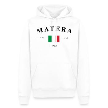 Matera Italy Coordinates Travel Souvenir - Men’s Premium Organic Hoodie - white - Front - Nico (187cm)