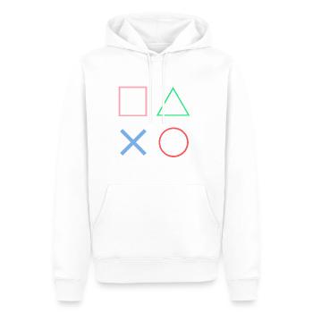 OG BUTTONS - Sweat à capuche Premium bio Homme - blanc - Devant - Nico (187cm)