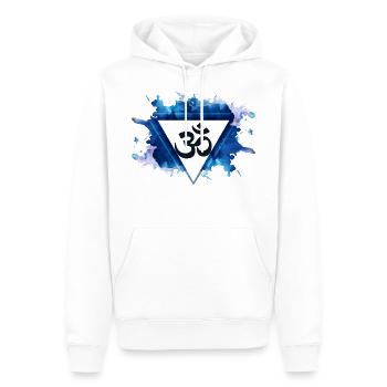 Goa OM im Dreieck mit Farbverlauf - Psytrance - Männer Premium Bio Hoodie - Weiß - Vorne - Nico (187cm)
