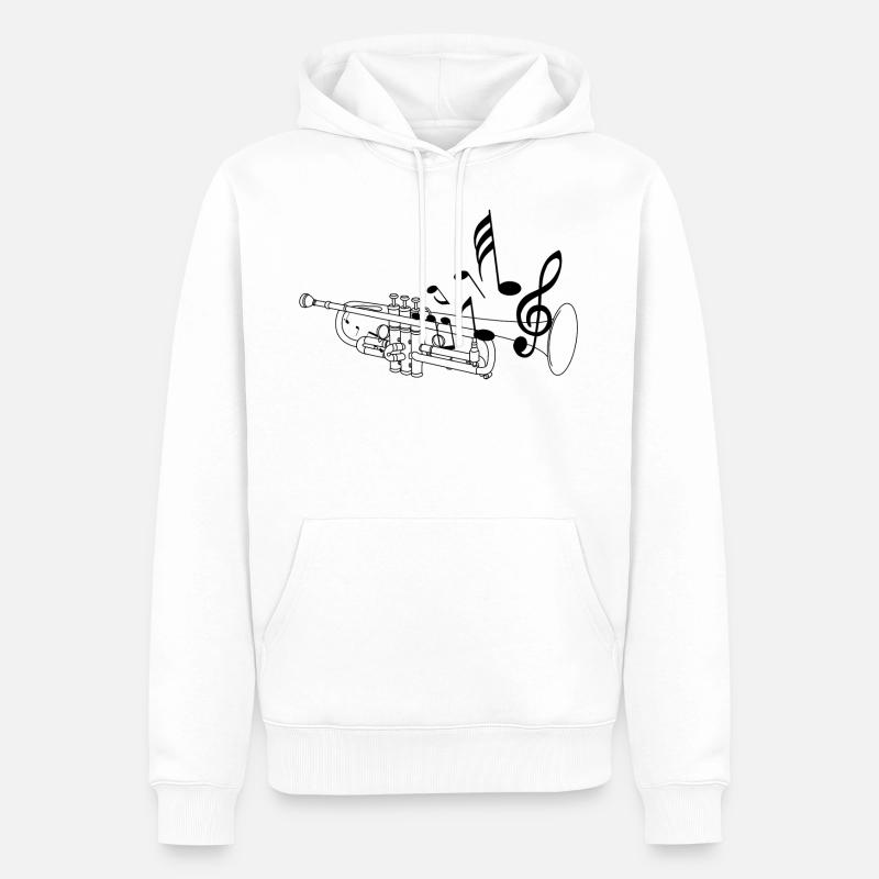 Idée cadeau Big Trompette Trompette Jazz - Sweat à capuche Premium bio Homme - blanc