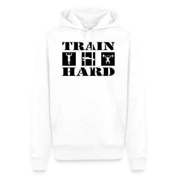 Fitness Training - Männer Premium Bio Hoodie - Weiß - Vorne - Nico (187cm)