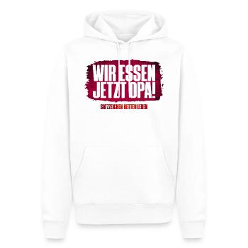 Satzzeichen retten Leben! - Männer Premium Bio Hoodie - Weiß - Vorne - Nico (187cm)