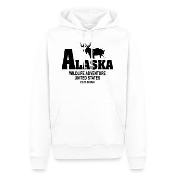 Alaska - Moose - Elch - Männer Premium Bio Hoodie - Weiß - Vorne - Nico (187cm)