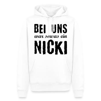 DDR Nicki Ostalgie Osten Geschenkidee - Männer Premium Bio Hoodie - Weiß - Vorne - Nico (187cm)